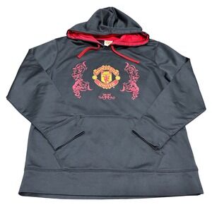 Manchester United Hoodie Mens Large Black Red Soccer Official Merchandise
